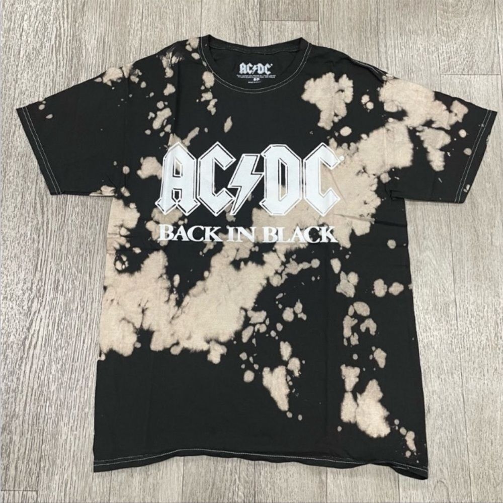 ACDC Back In Black Acid Wash Graphic Tee